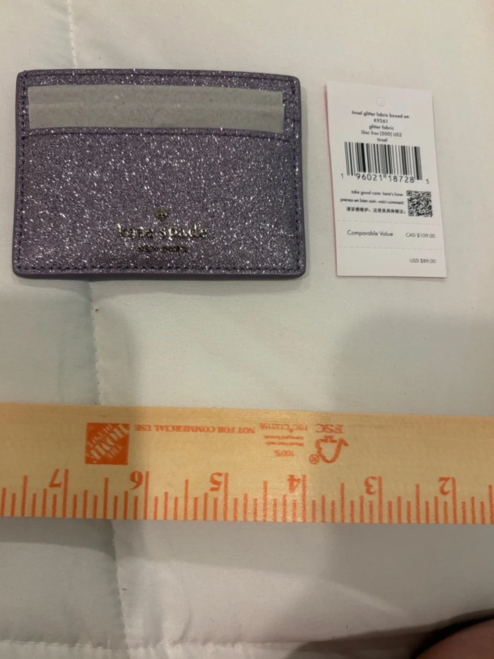 kate spade lavender glitter card holder